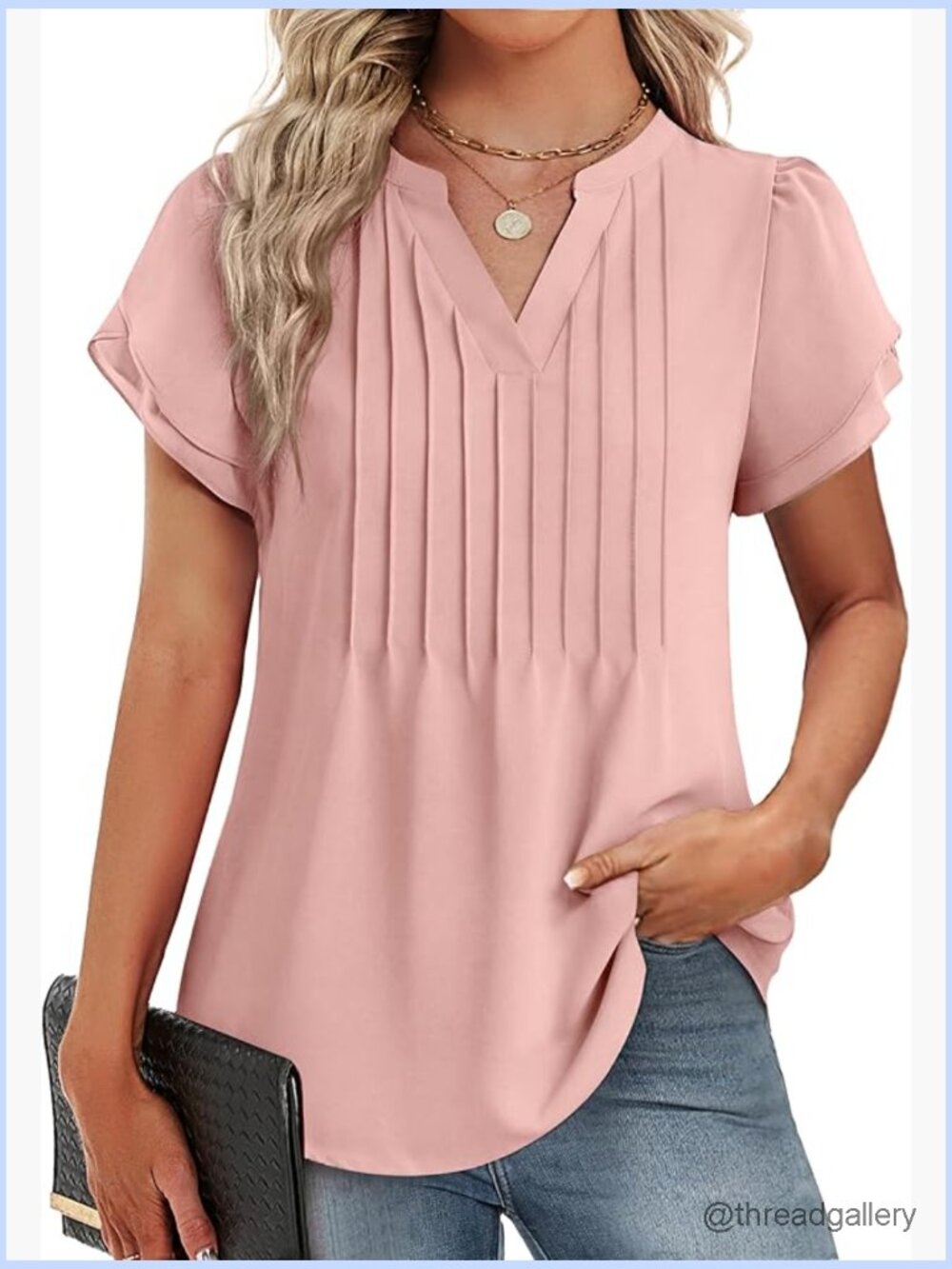 Women's Dressy Casual Short Sleeve Pintuck Chiffon Blouse Tunic Top - Picture 1 of 7